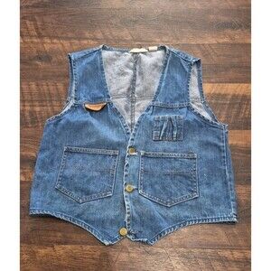 VTG Remington Jacket Men's Medium Denim Vest Jean Shooting V Neck